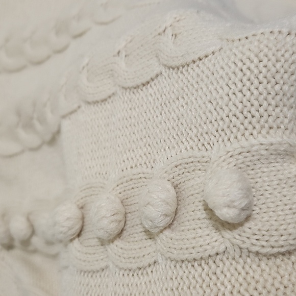 Grace Karin cream color cable knit sweater with pom pom/bobbles women's … - Picture 4 of 4